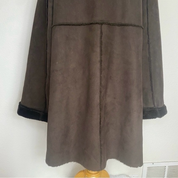 Vintage Venom Women's Brown Sherpa Faux Suede Penny Lane Coat Size XL Streetwear - Picture 9 of 16
